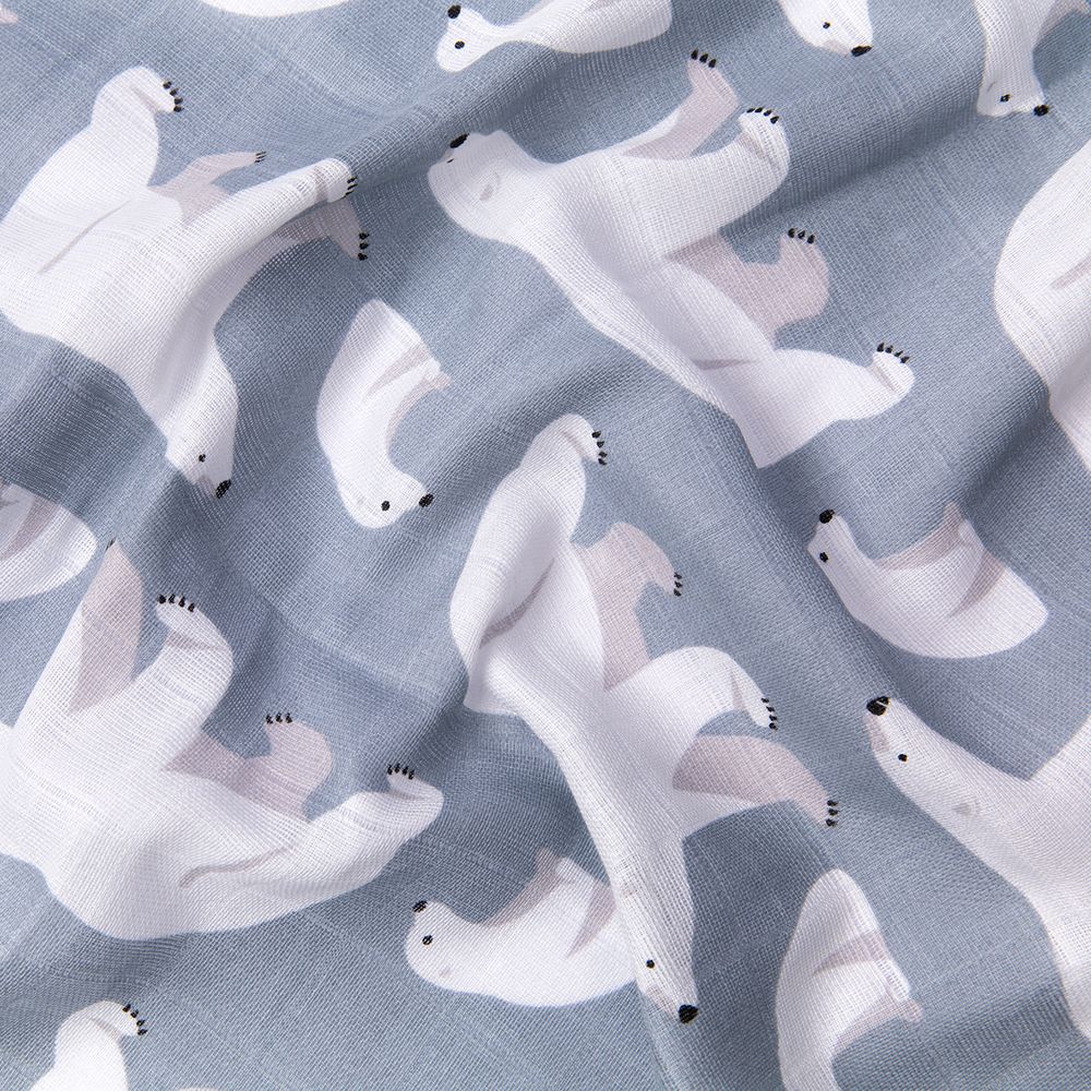 Ткань муслиновая 105 г/м², в нарезке 100х125 см, 20-белые медведи, Peppy