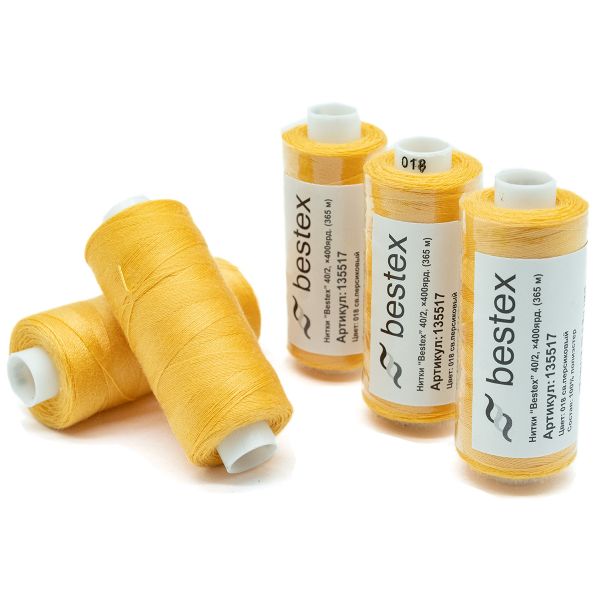 Нитки швейные бытовые Bestex 40/2, 365 м (400 ярд) / 10 кат., 018 светло-персиковый