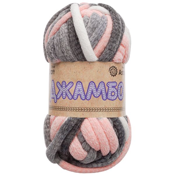 Пряжа Astra Premium (Астра Премиум) Джамбо / уп.1 мот. по 150 г, 13 м, 02 серый/розовый