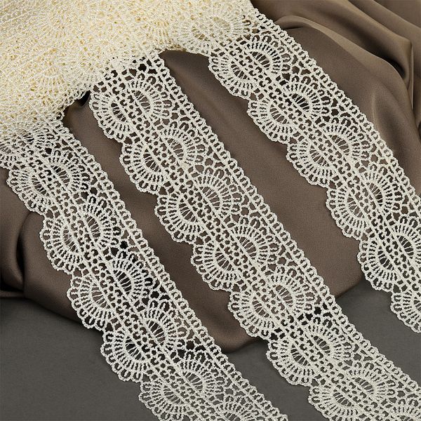 Кружево гипюр (плетёное) 45 мм, диз.2500 цв.F102 молочный уп.13.71м, Kruzhevo