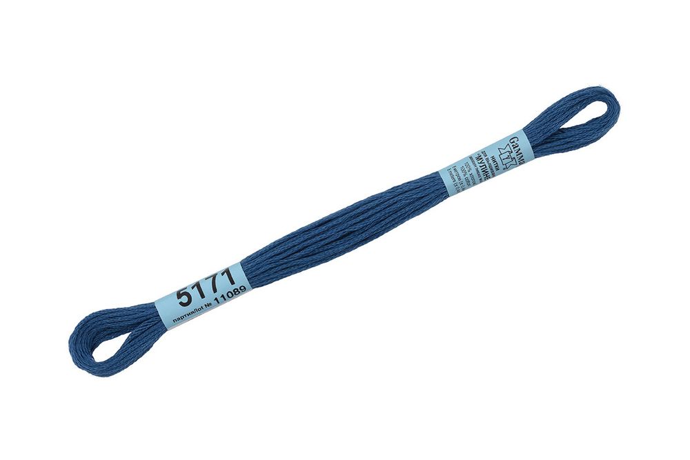 Мулине Gamma 100% хлопок, цв.5171 сине-серый, 24 мотка по 8 метров