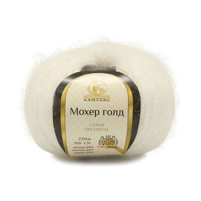 Пряжа Камтекс Мохер Голд / уп.10 мот. по 50 г, 250 м, 205 белый