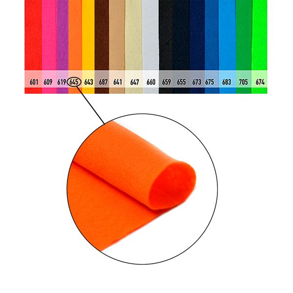 Фетр рулонный мягкий 1.0 мм, 100 см, рул. 10 метров, цв. 645 бл.оранжевый