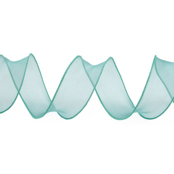 Лента декоративная с волнистым краем 38.0 мм / 18.29±1 метров, 100% органза, (19 мятный)