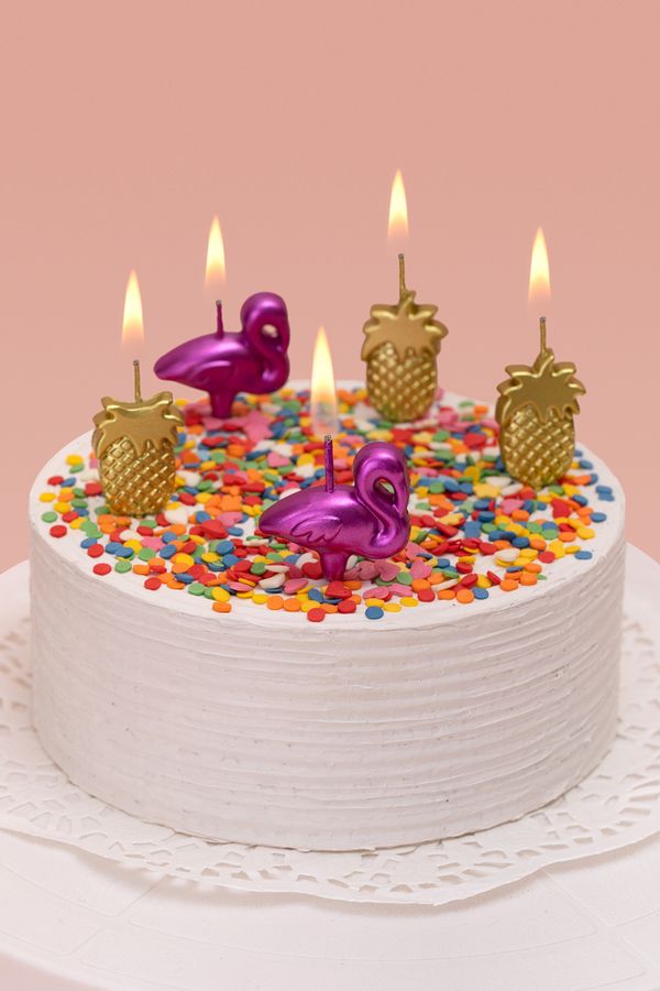 Набор свечей для торта 3.5 г, 12х5 шт, 02_ананасы и фламинго, Boomzee BCD-21