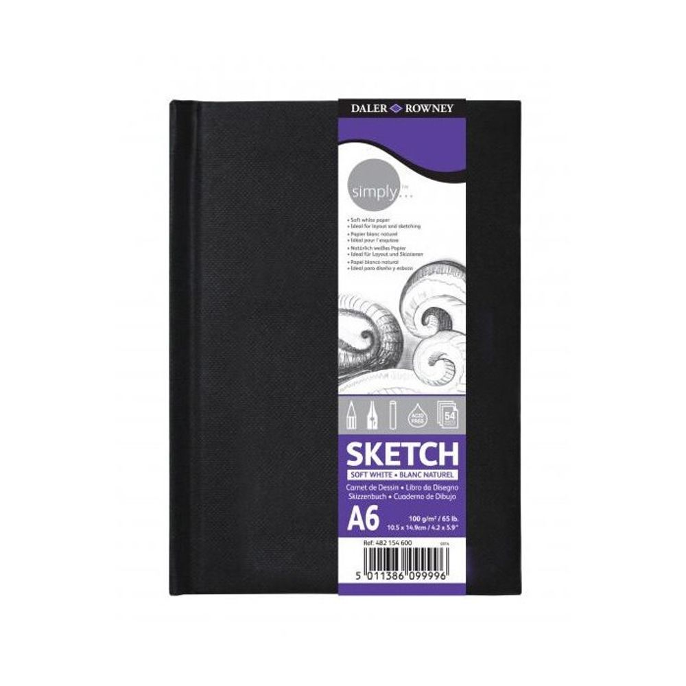 Скетчбук SIMPLY 100 г/м², A6 10.5х14.8 см, твердый переплет 54 л, D482154600, Daler Rowney D482154600
