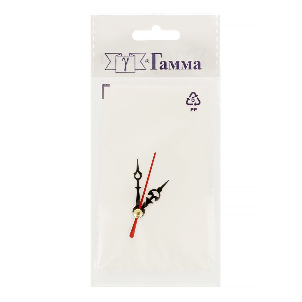 Стрелки для часовых механизмов (часовая/минутная/секундная) ЧМС, 5 шт, 28/34/41 мм, ( черный/красный)