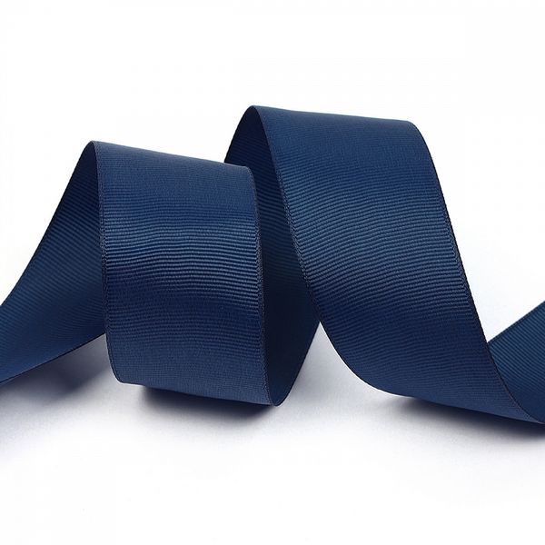 Лента репсовая (в рубчик) 38.0 мм, 370 т.синий уп.27,4м