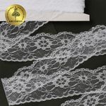 Кружево отделочное в стиле "трикотаж" 40 мм, диз. 281, цв.01 белый, уп. 27,4 м