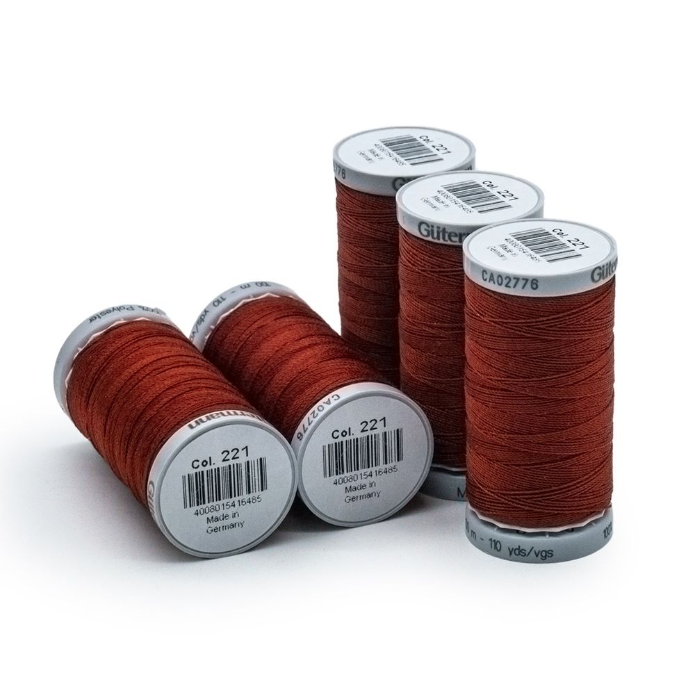 Нитки суперкрепкие Gutermann Extra Strong M782, 100м, 221 красно-терракотовый, 5 катушек