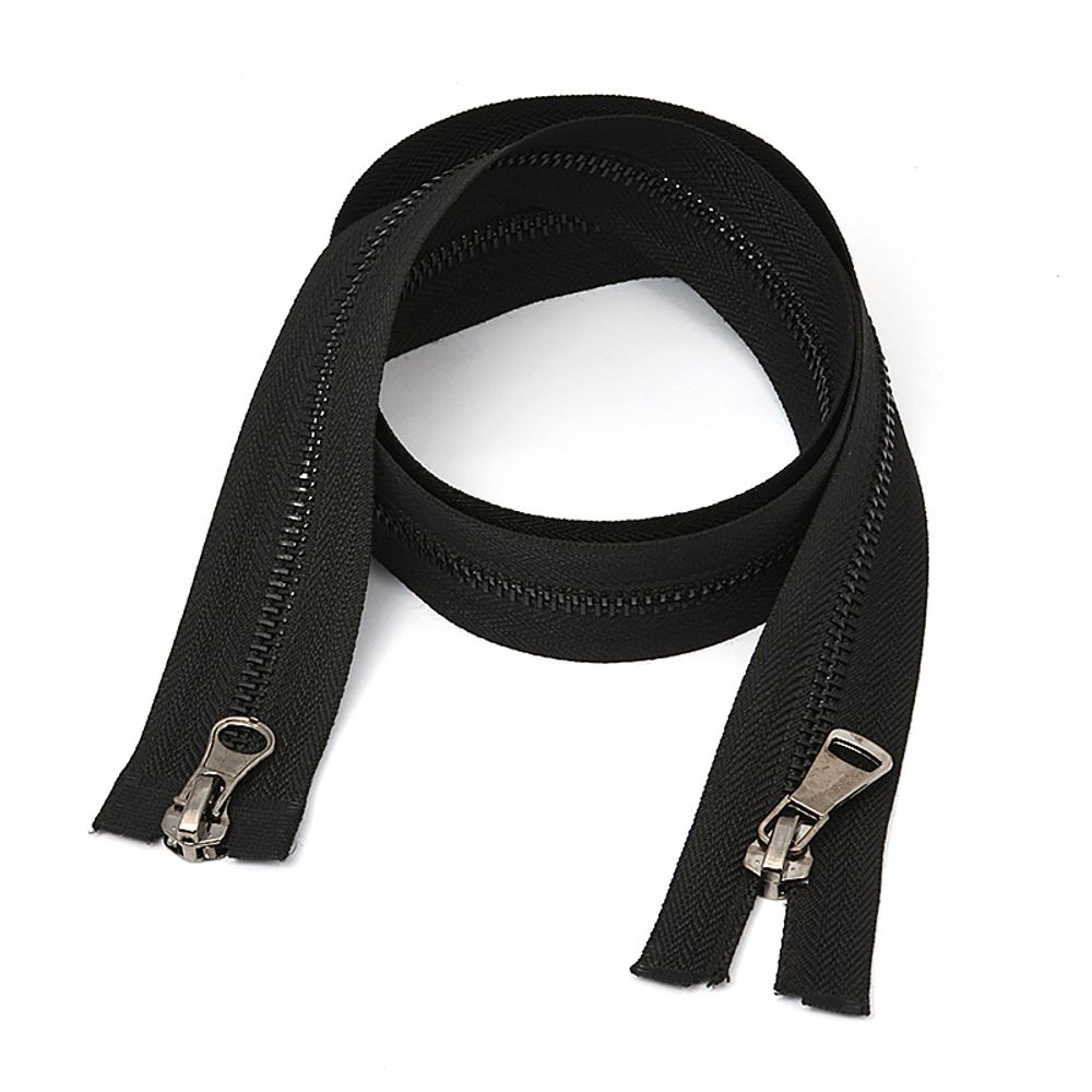 Молния металл Т5 (5 мм), 2 зам., разъем., 90 см, черный никель шлиф.звено, цв.F322 черный уп.50 шт, Mzipp Молния металл Т5 (5 мм), 2 зам., разъем., 90 см, черный никель шлиф.звено, цв.F322 черный уп.50 шт, Mzipp