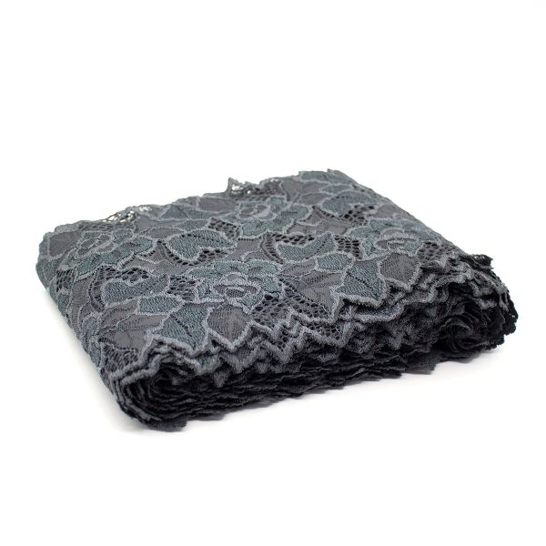 Кружево бельевое эластичное 165 мм / 10 м, т.серый