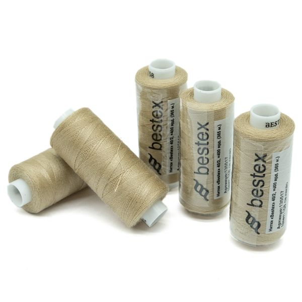 Нитки швейные бытовые Bestex 40/2, 365 м (400 ярд) / 10 кат., 158 светлое какао