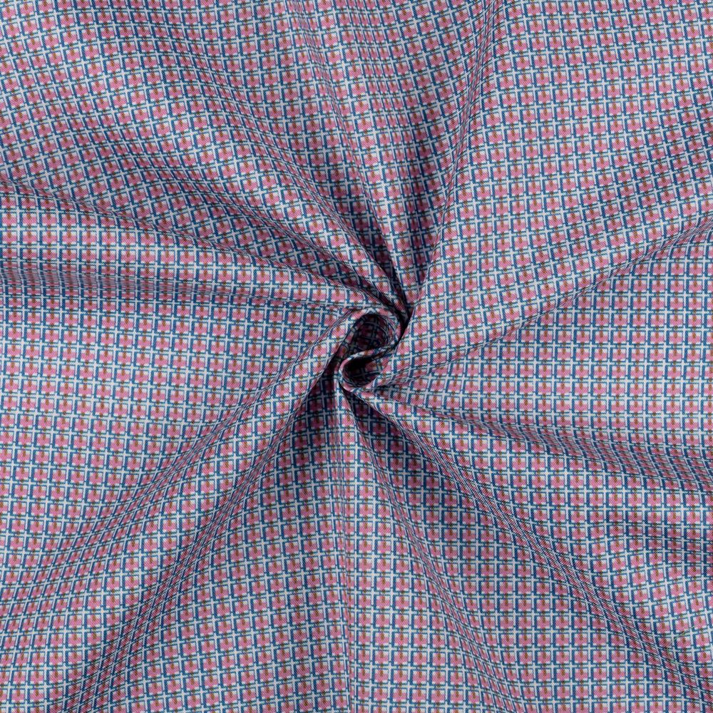 Ткань для пэчворка Peppy Бабушкин сундучок, рулон 112 см / 5 метров, БС-33 клетка яр.синий/розовый, Peppy