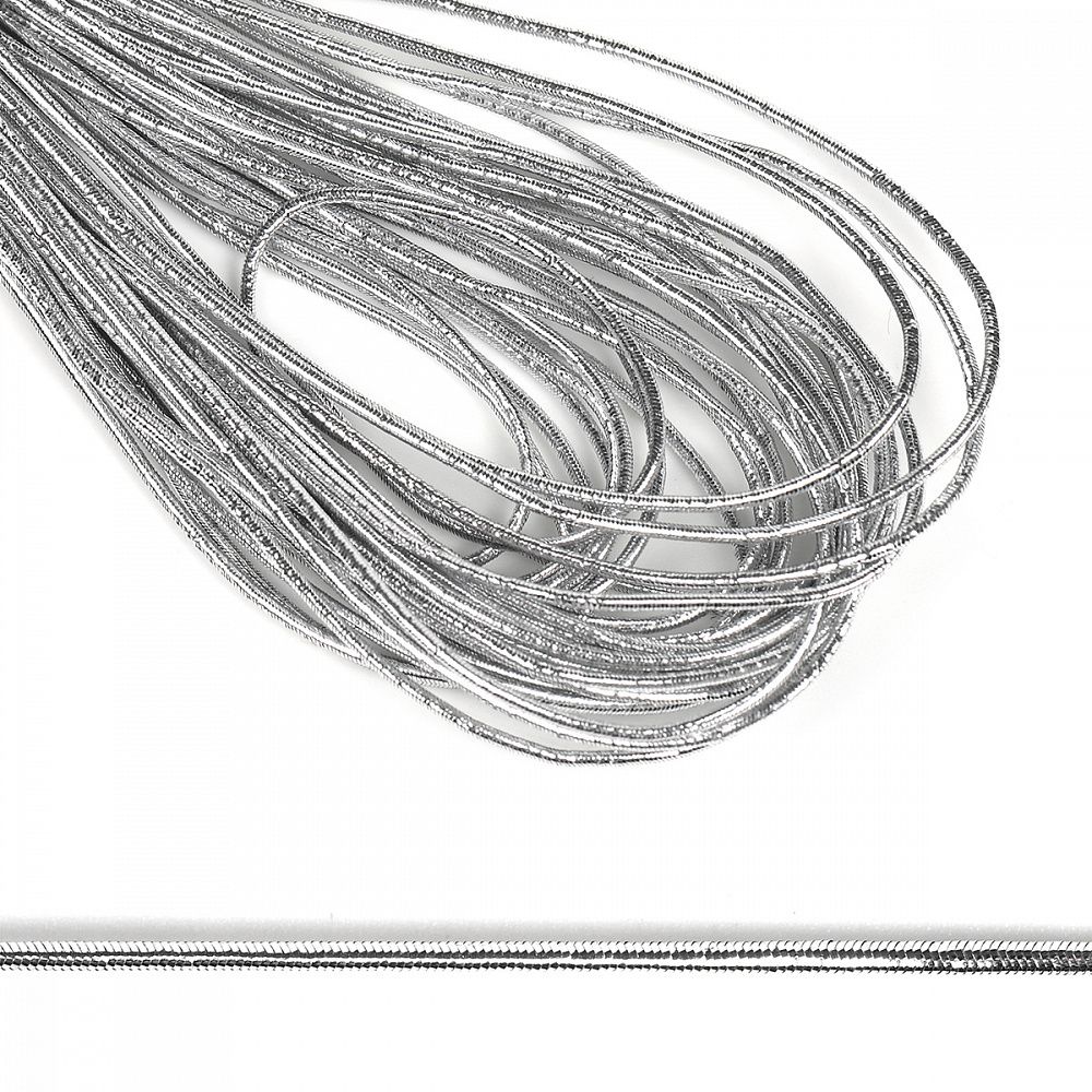 Резинка шляпная (шнур эластичный) ⌀1.0 мм / 10±0.5 метров, цв.серебро