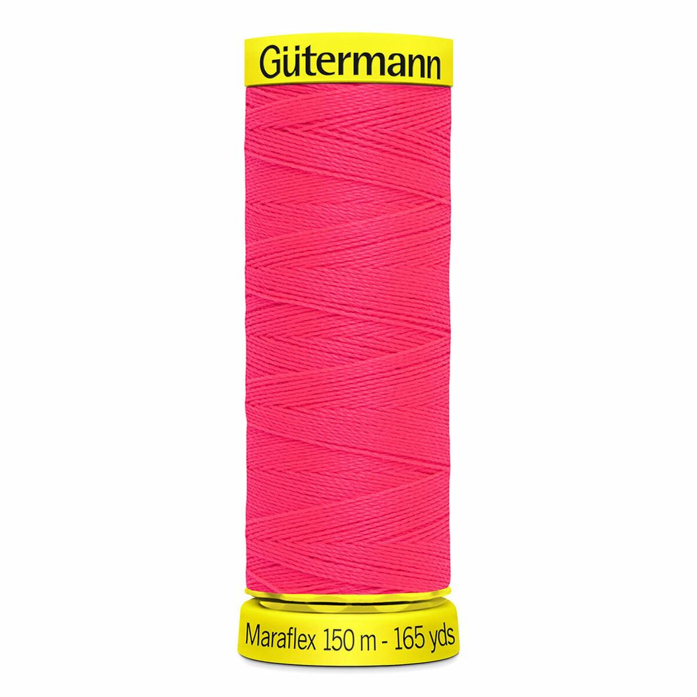Нитки для трикотажа Gutermann Maraflex, 150м, 3837 неоновый розовый, 5 катушек