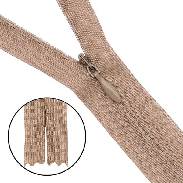 Молния потайная (скрытая) Т3 (3 мм) 1 зам., н/раз., 50 см, нейлон, F294 какао, 10 шт