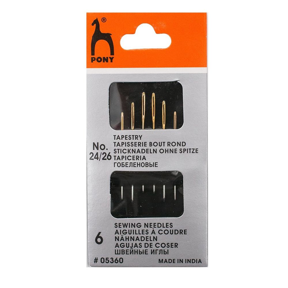 Иглы ручные для гобелена №24/26, 6 шт, Pony