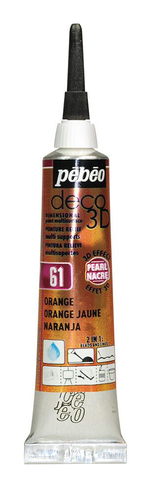 Контур акриловый deco3D 2, 20 мл, 556161 оранжевый Перламутровый, Pebeo