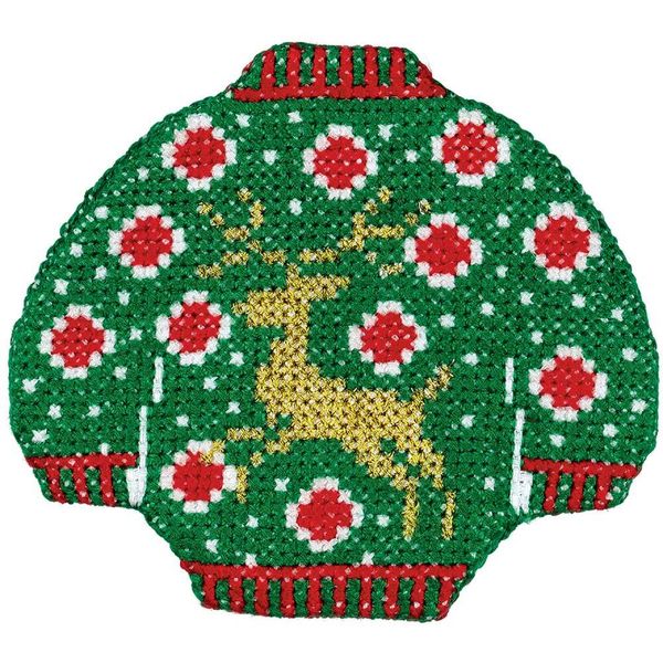 Набор для вышивания нитками Klart, Свитер с оленем, 9х8 см