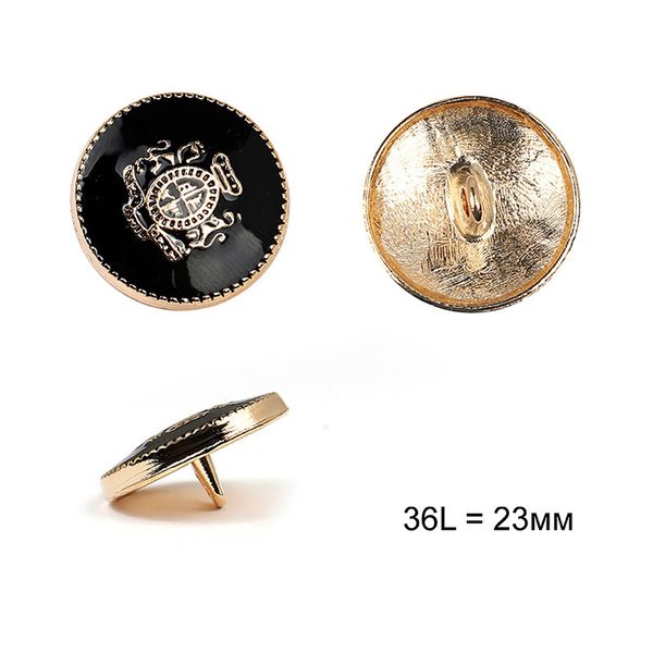 Пуговицы на ножке металл С-ME337 цв.золото/черный 36L-23мм, 12 шт
