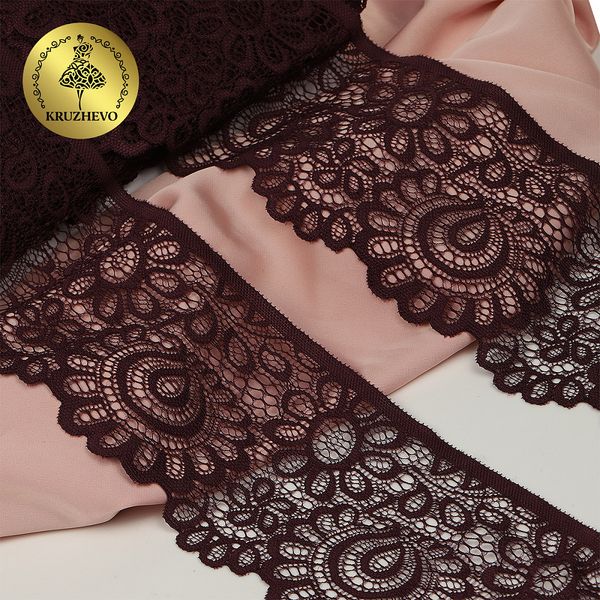 Кружево стрейч (эластичное) 90 мм / 3 метра, TBY.YSTL00839/N, цв.076 сливовое вино, Kruzhevo