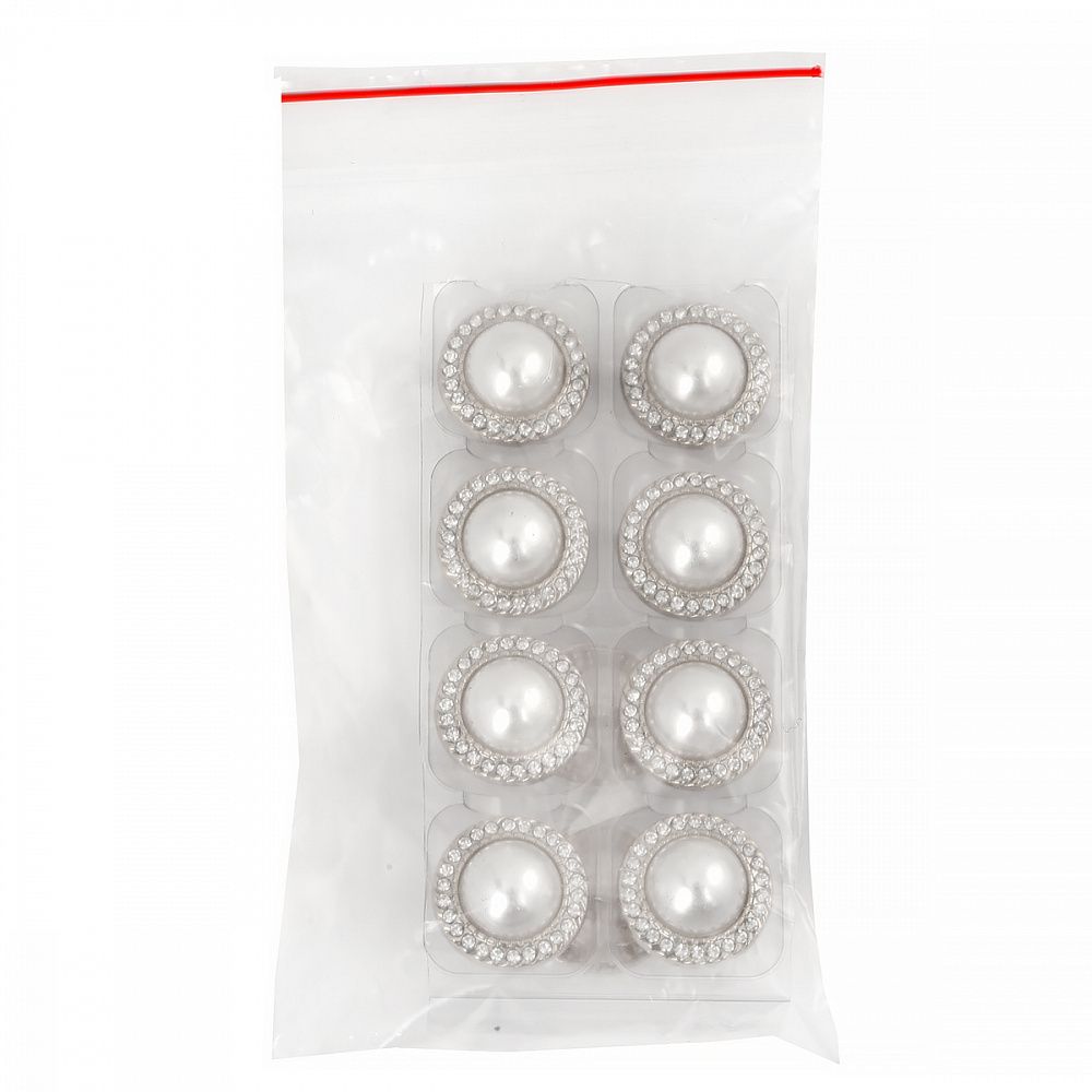 Пуговицы металлические на ножке 32L-20 мм, С-MP15 цв.серебро/перламутр, 10 шт