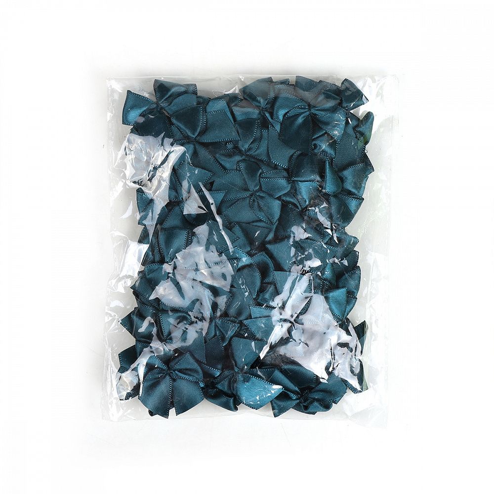 Бантики пришивные 15 мм, MJRF072 изумрудно-синий F222, уп.100 шт