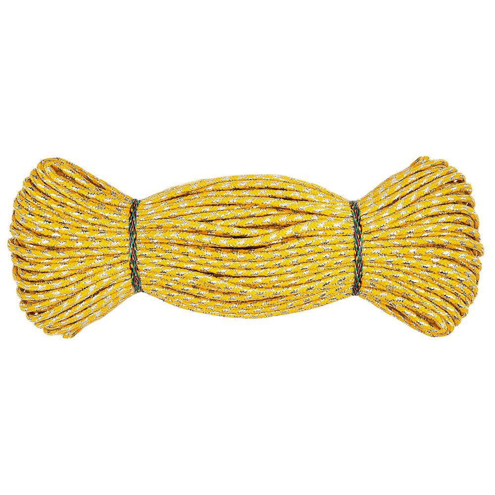 Шнур отделочный плетеный ⌀4.0 мм / 30 метров, желтый/серебро, С954Г7