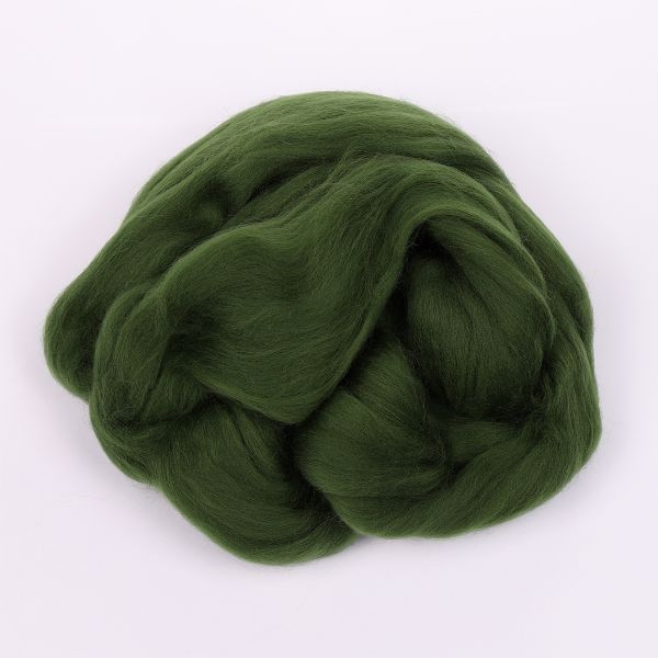 Шерсть для валяния Пехорка Гребенная лента тонкая 1х50 г (до 23 мкр), 013 т.оливковый