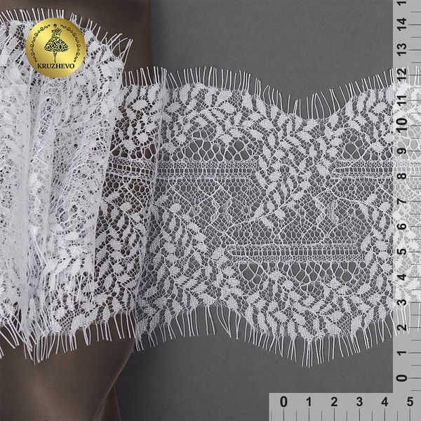 Кружево шантильи (реснички) 120 мм, цв.1 белый, 3 метра, Kruzhevo