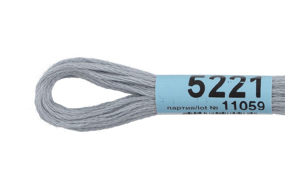 Мулине Gamma 100% хлопок, цв.5221 серый, 24 мотка по 8 метров