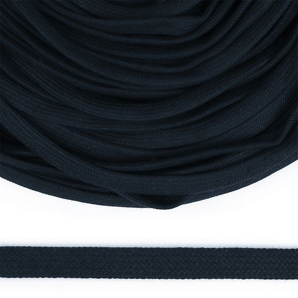 Шнур плоский плетеный х/б ⌀10.0 мм / 50 метров, классическое плетение цв.112 т.синий