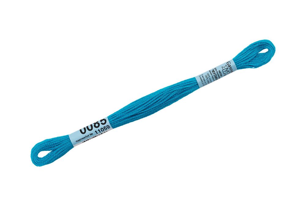 Мулине Gamma 100% хлопок, цв.0085 яр-бирюзовый, 24 мотка по 8 метров