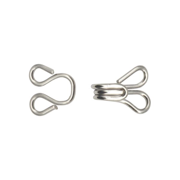 Крючки пришивные 15х8 мм, №2, 24 шт, никель, 0305-4001