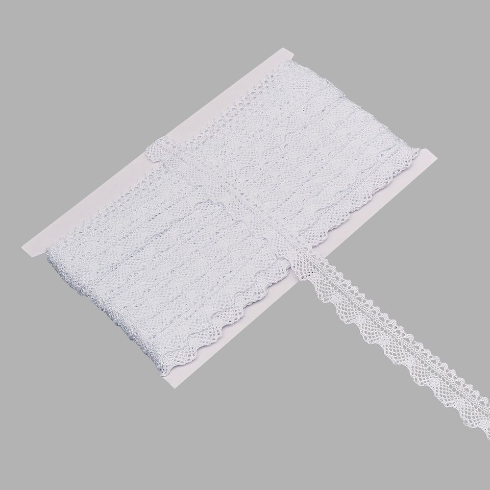 Кружево вязаное (тесьма) 20 мм / 13.72 метра, хлопок, белый, 3AR3376