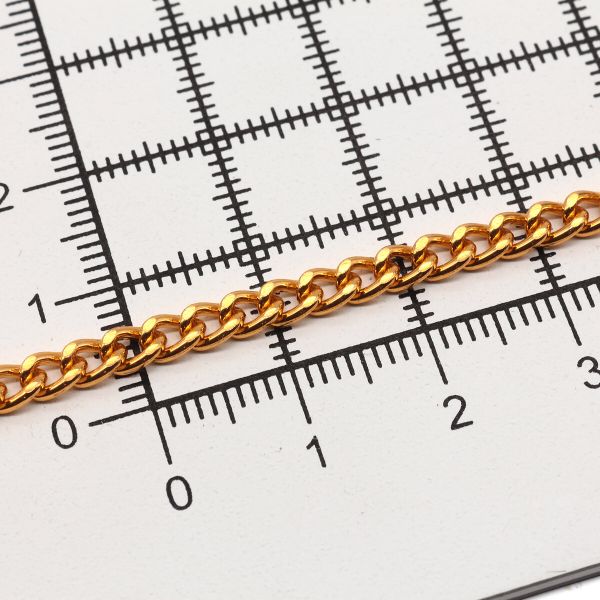 Цепь алюминиевая 4,7 мм, 3,5 мм, боб(10 м) (золото) K19313M