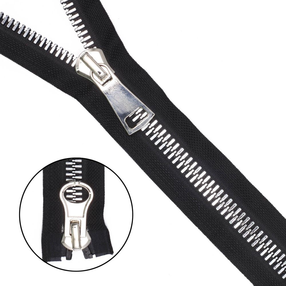 Молния трактор Т10 (10 мм) 2 зам., разъем., 100 см, декор. звено, ник / черн, 5 шт