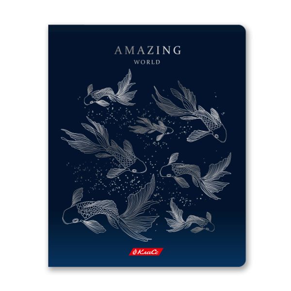 Тетрадь ученическая общая, матовая ламинация + тиснение серебряной фольгой, A5+ 96 л. на скобе 60 г/м², белизна 100%, 5 шт, клетка в термоусадочной пленке, 000770 Удивительная, Светоч 96ТЕТк-007