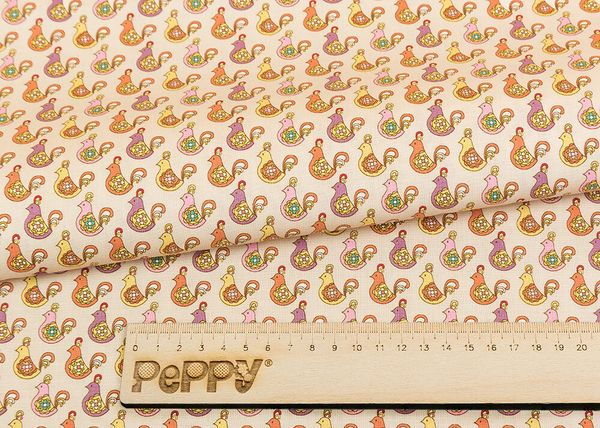 Ткань для пэчворка Peppy Крошки-матрешки, рулон 112 см / 5 метров, КМ-07 кремовый, Peppy