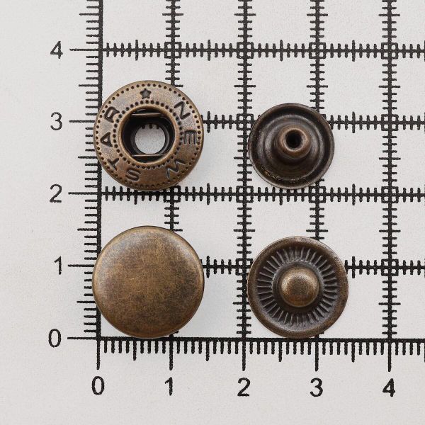 Кнопка Альфа (S-образная) ⌀15.0 мм, ≈720 шт, СТАЛЬ, антик, NEW STAR