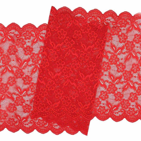Кружево бельевое эластичное 400 мм / 13.72 м, цв. C820 красный