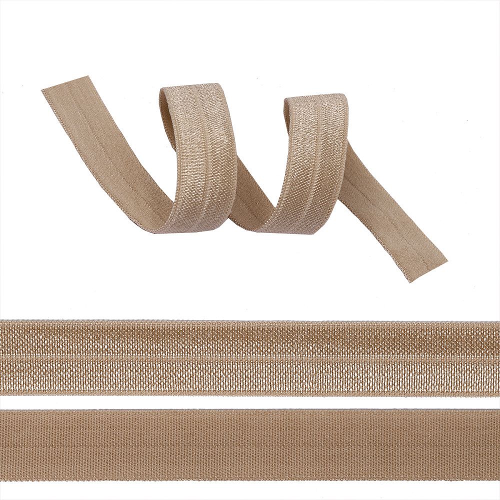 Резинка бельевая (окантовочная) блестящая 15.0 мм / 50 метров, ОИ.КОС.Б.573S, цв.S573 бежевый капучино