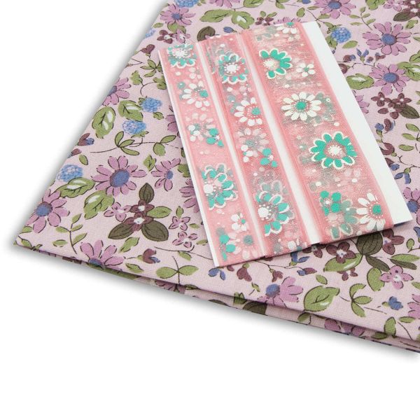 Ткань для рукоделия в наборе х/б с лентой 48х50см+1м+1м (25722/25321 розовый) 29490