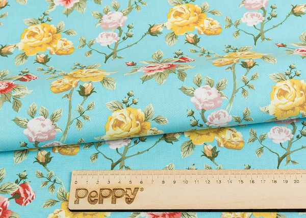 Ткань для пэчворка Peppy Версальские сады, рулон 112 см / 5 метров, ВС-14 голубой, Peppy