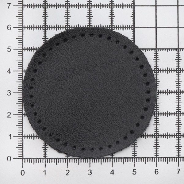 Заплатки пришивные из кожи, круг ⌀6см с перфорацией, 2 шт, 100% кожа, 01 черный, 9111