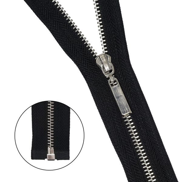 Молния металл Т3 (3 мм) 1 зам., разъем., 70 см, никель, 580 черный, 5 шт, 7704363-1