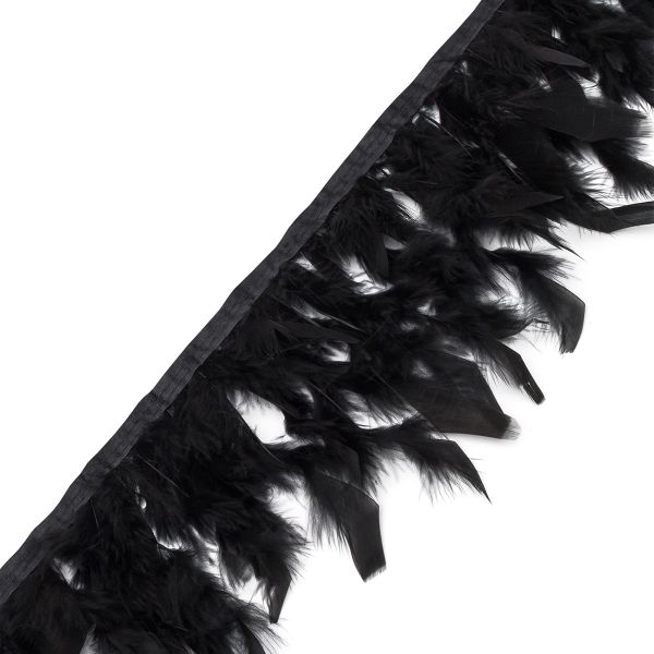 Перья марабу на ленте 100-150 мм / 1 метр, 97 черный, 2AL104