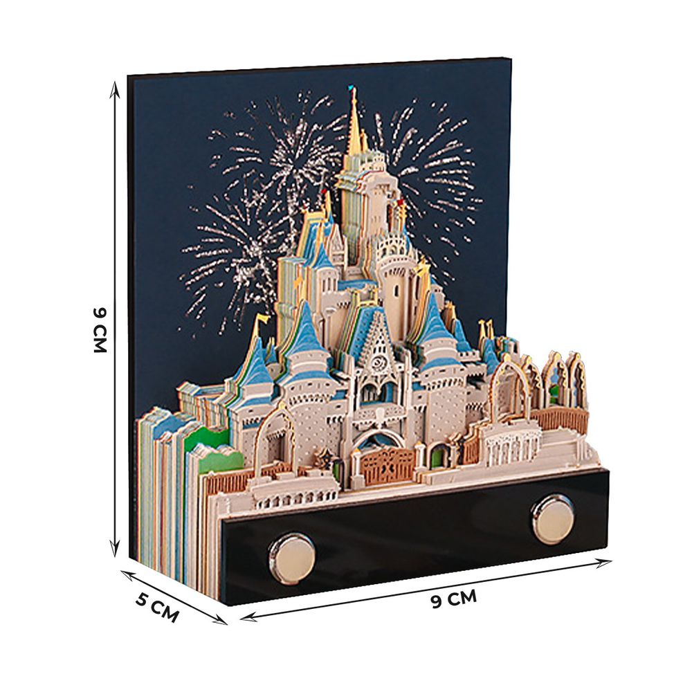 Блок бумажный для записей в виде 3D-заметок с подсветкой 200-250 г/м², 9х4х8 см, 148 л, Сказочный замок BBZ-03, BBZ-03