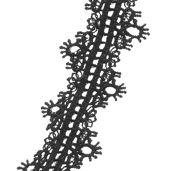 Кружево гипюр (плетёное) 30 мм / 9.14 метров, матовое, C580 черный